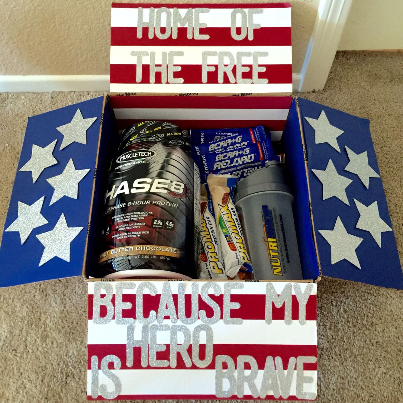 Gift Ideas For Deployed Boyfriend
 4th of July themed care package for babe