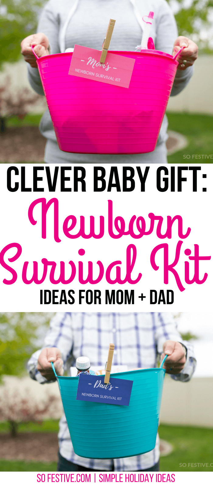 Gift Ideas For Family With New Baby
 Newborn Survival Kit Baby Gift For Parents So Festive