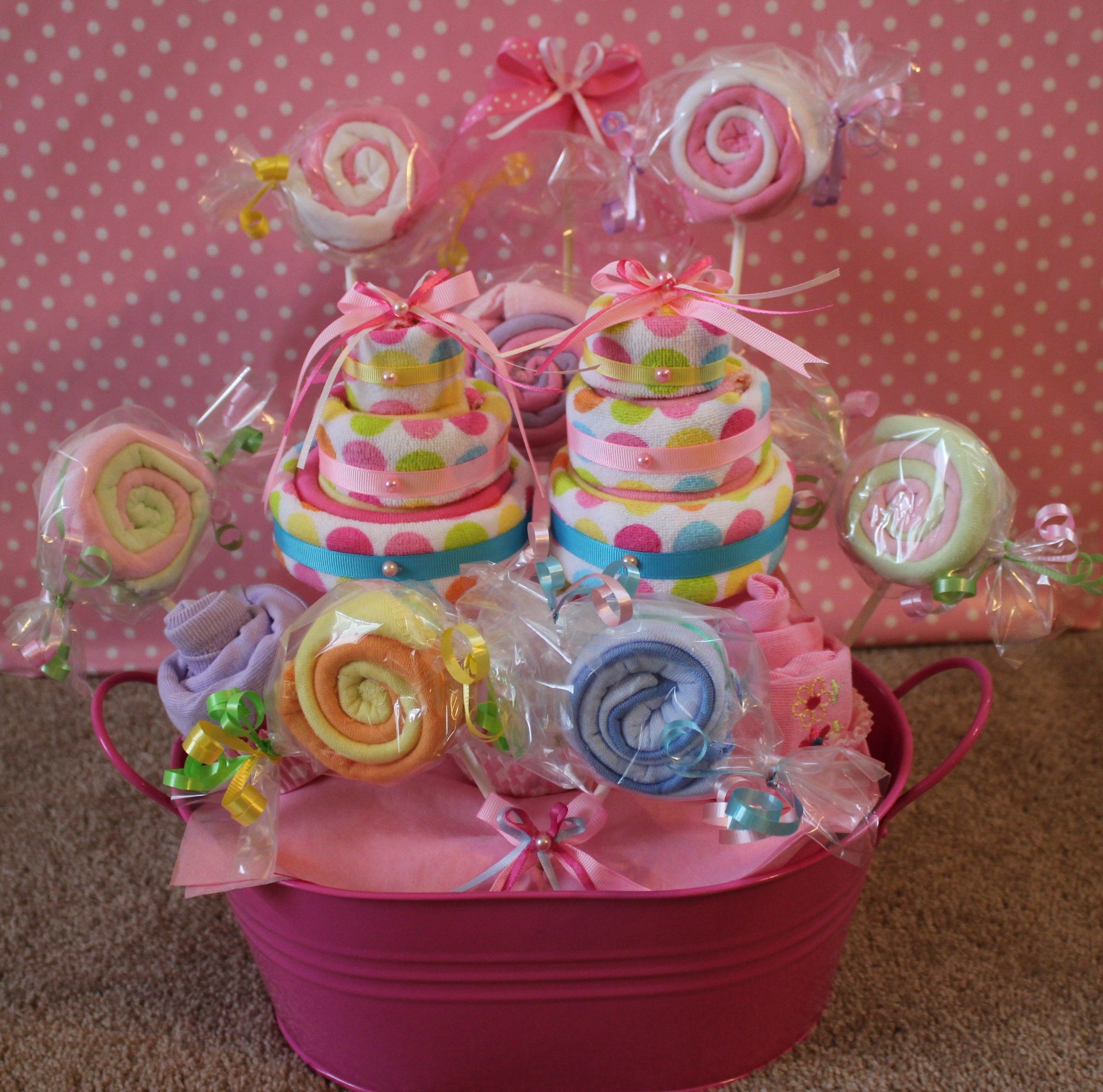 Gift Ideas For New Baby Girl
 Wash cloth centerpiece