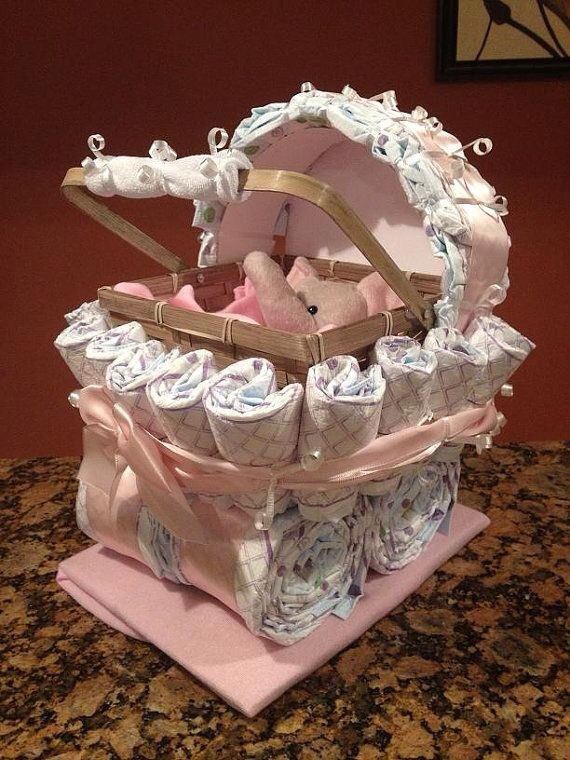 Gift Ideas For New Baby Girl
 Diaper Carriage And Diaper Cake Unique Baby Shower Gifts
