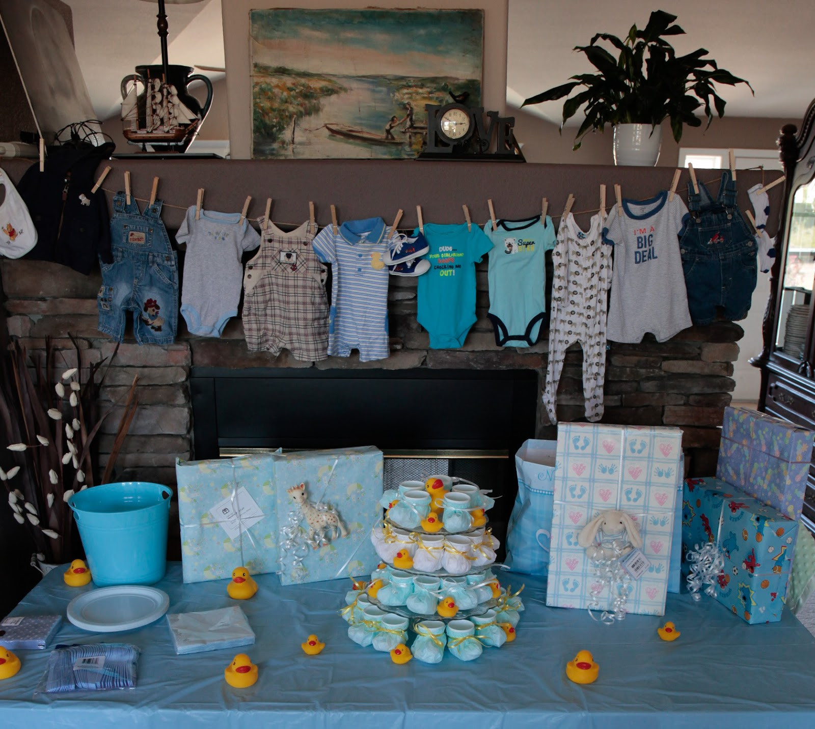 Gift Table Ideas For Baby Shower
 Swiss Laundry Little Boy Blue Baby Shower Decorations
