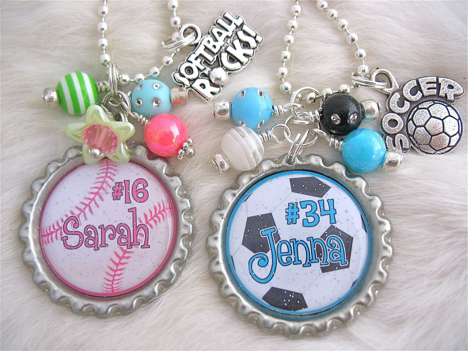 Gifts For Kids Who Love Sports
 SOFTBALL SOCCER NECKLACE custom sports Necklace Keychain