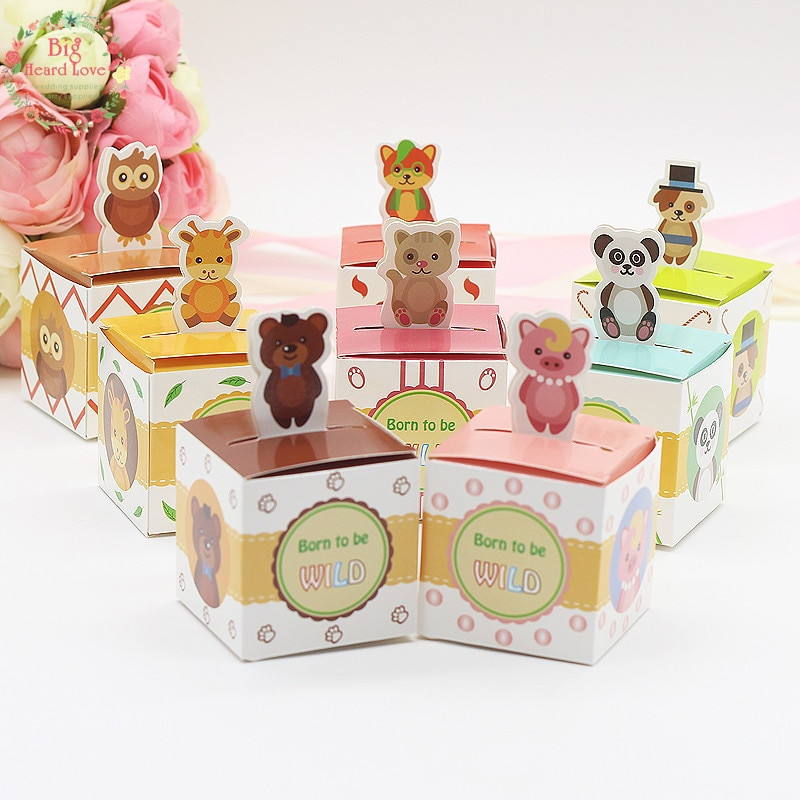 Gifts For Large Groups
 Big Heard Love 50pcs lots animal candy box baby shower