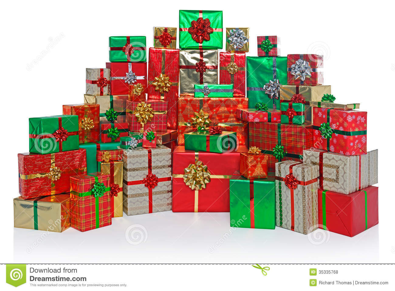 Gifts For Large Groups
 Gift Wrapped Christmas Presents Isolated White Stock