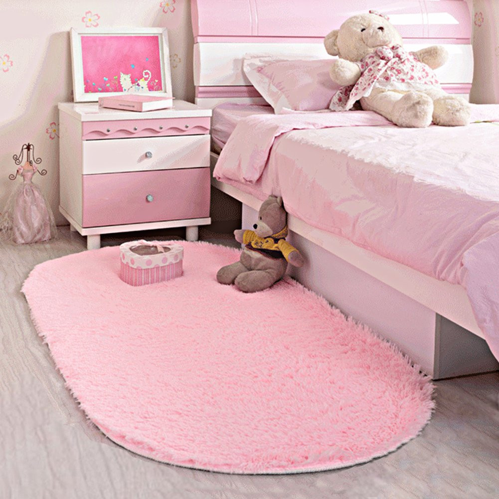 Girl Bedroom Rugs
 Area Rug Soft Kids Room Girls Mat Shaggy Pink Nursery Mat
