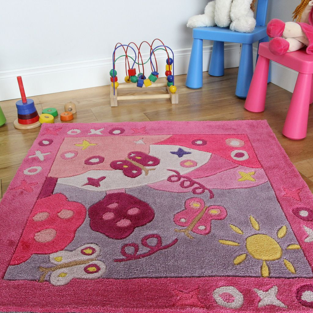 Girl Bedroom Rugs
 New Soft Small 90x90cm Pink Summertime Bedroom Rug Girls