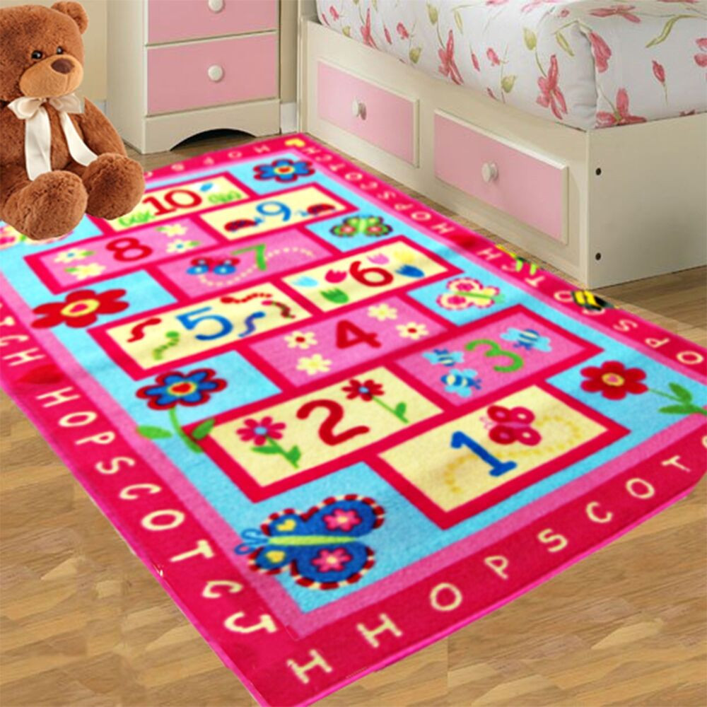 Girl Bedroom Rugs
 KIDS PINK HOPSCOTCH GIRLS BEDROOM FLOOR RUGS NURCERY PLAY