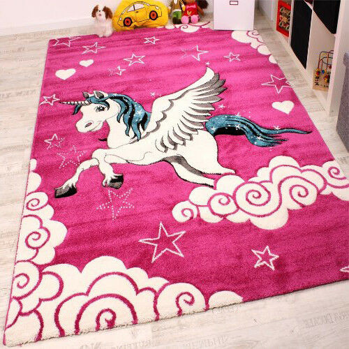 Girl Bedroom Rugs
 Girls Bedroom Rug Pink White Unicorn Woven Carpet Baby