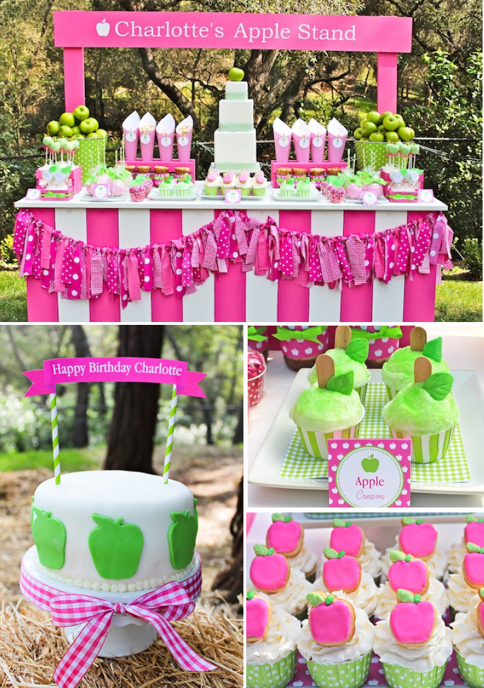 Girl Birthday Party Theme Ideas
 Kara s Party Ideas Apple of My Eye Girl Pink Green Fruit