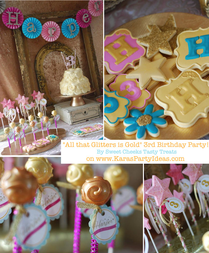 Girls 3Rd Birthday Party Ideas
 Kara s Party Ideas Glittery Sparkly Glam Golden Girl 3rd