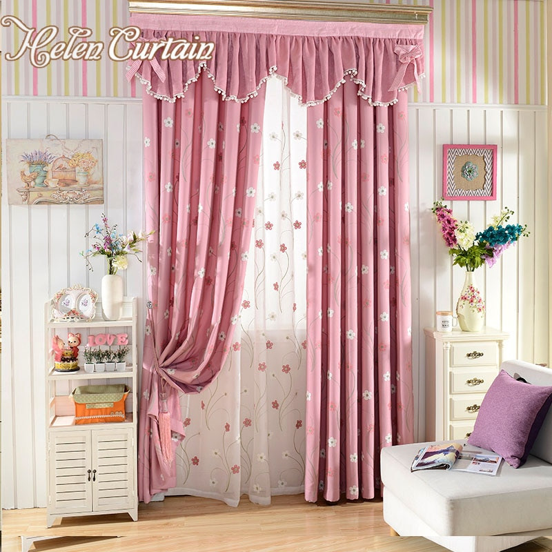 Girls Bedroom Curtains
 Helen Curtain Pink Embroidered Flower Children Living Room