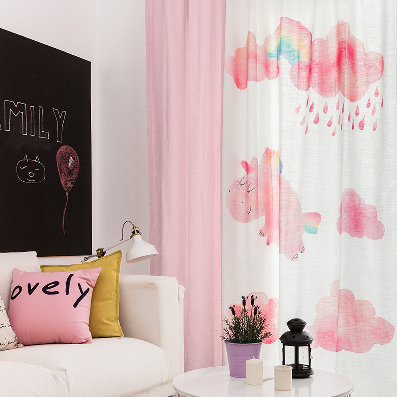 Girls Bedroom Curtains
 Pink Cute Patterned Princess Curtains for Girls Bedroom