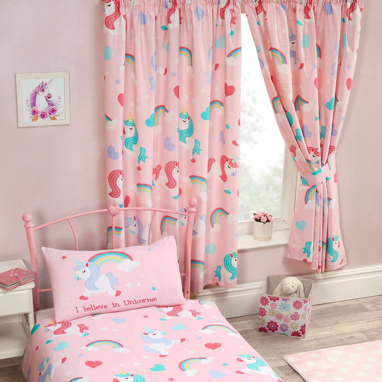 Girls Bedroom Curtains
 GIRLS BEDROOM CURTAINS 66" x 72" UNICORNS PONIES