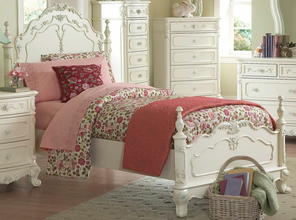 Girls Bedroom Sets Furniture
 DREAMY ANTIQUE WHITE TWIN YOUTH GIRL S BED BEDROOM