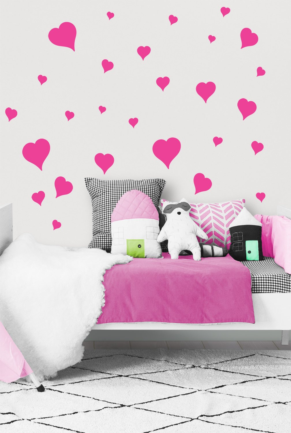 Girls Bedroom Wall Stickers
 Heart Wall Decals Girls Room Stickers Hot Pink