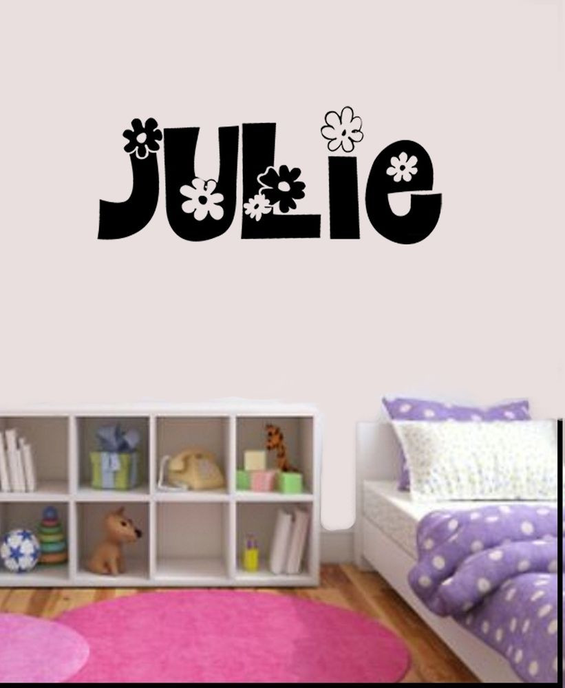 Girls Bedroom Wall Stickers
 Girls Personalized Flower Name Decal Wall Sticker Bedroom