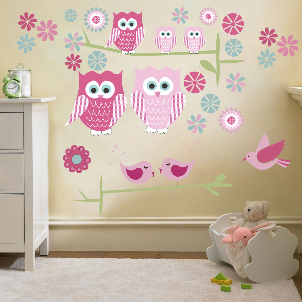Girls Bedroom Wall Stickers
 Childrens Cute Owls Twit Twoo Wall Stickers Decals Nursery