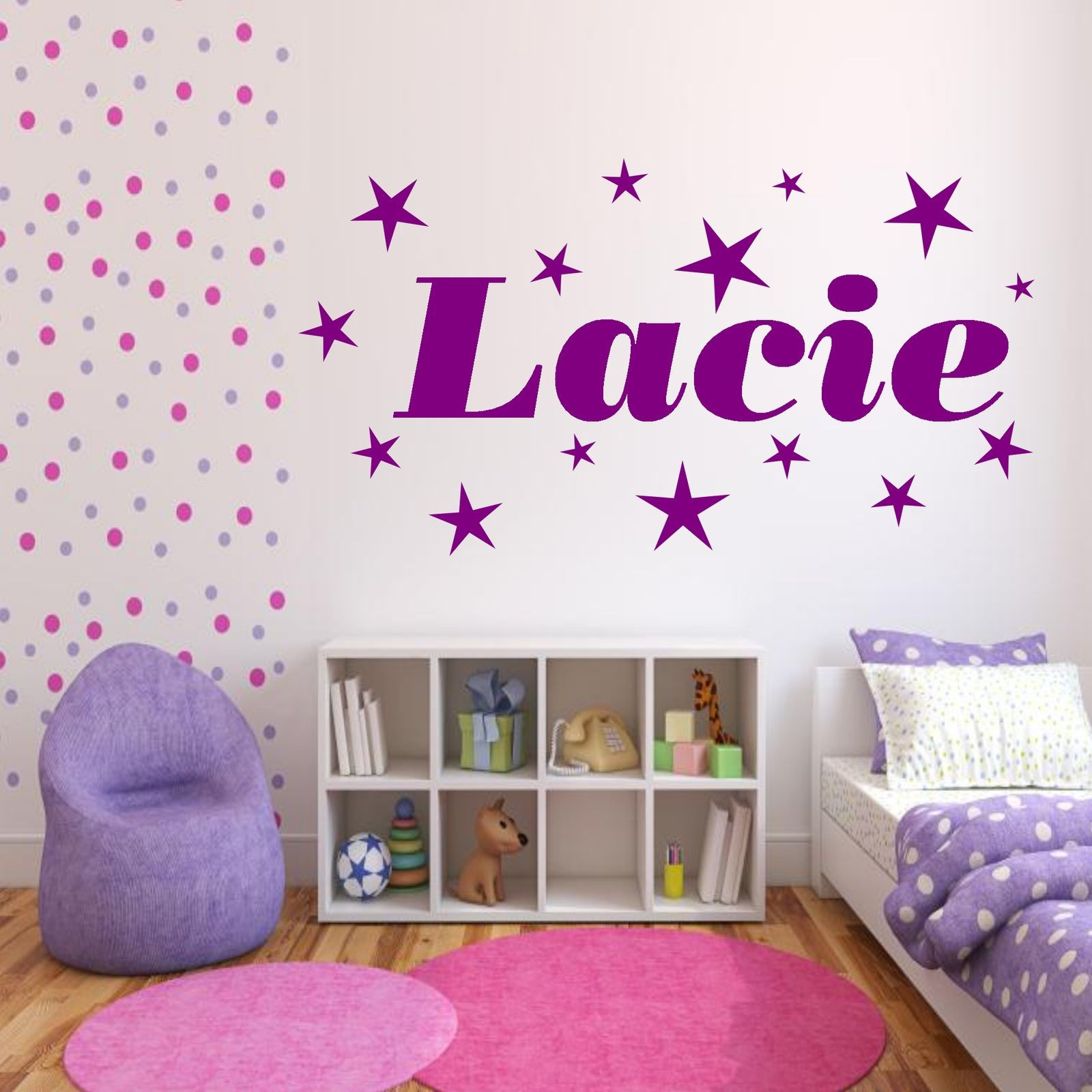 Girls Bedroom Wall Stickers
 Personalised Stars Name Girls Bedroom Wall Art Stickers