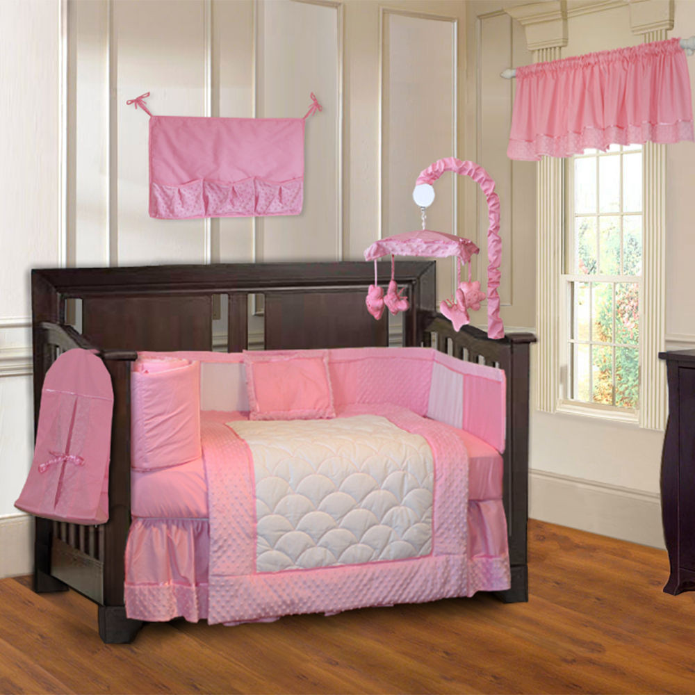 Girls Pink Bedroom Set
 BabyFad 10 Piece Minky Pink Girls Ultra Soft Baby Crib