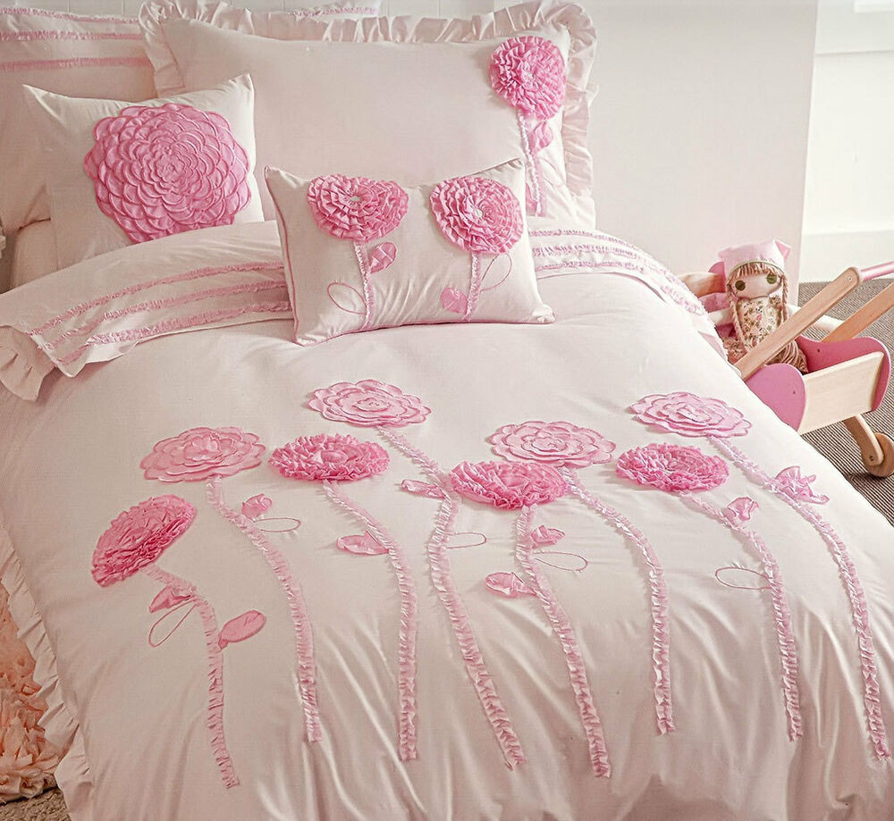 Girls Pink Bedroom Set
 Floret Pink Bedding Quilt Cover Set Doona Duvet Girls Kids
