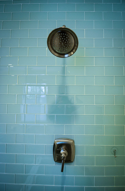 Glass Subway Tile Bathroom
 Crystal Blue Glass Subway Tile Modern Bathroom