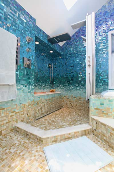 Glass Tiles Bathroom
 Glass Tile Bathroom s at Susan Jablon