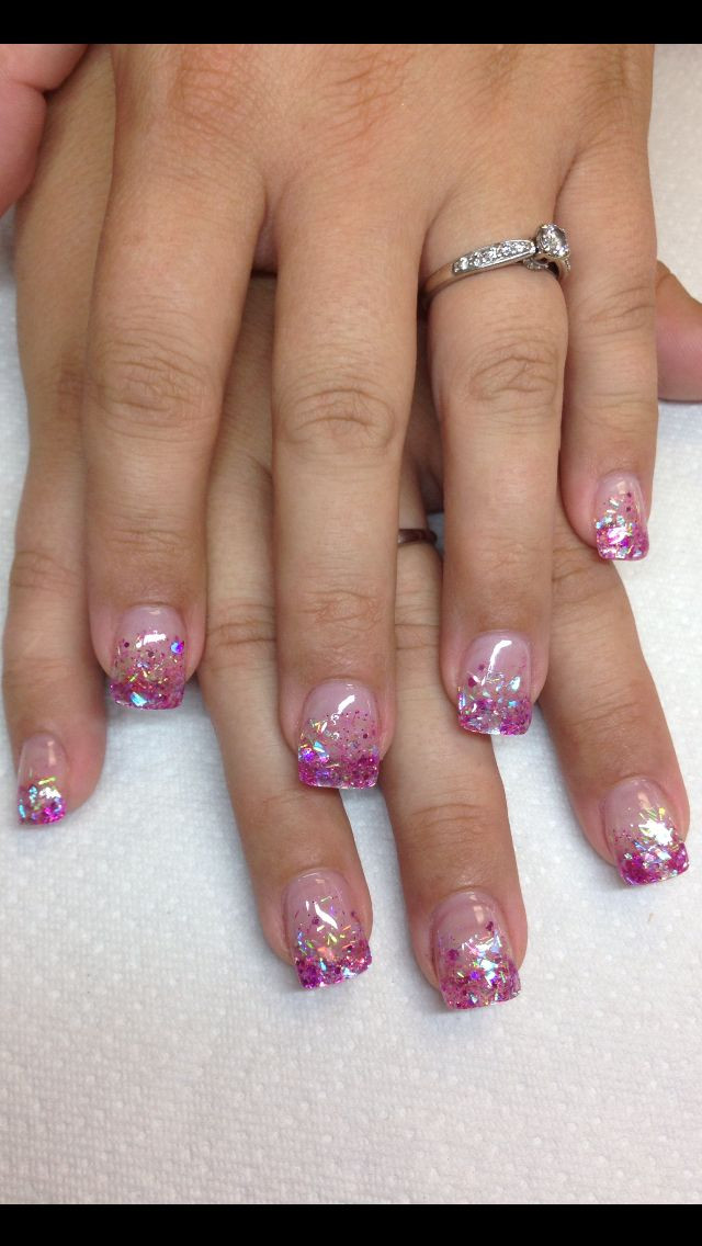 Glitter Fade Nails
 Rock Star pink glitter fade Nails by Andrea