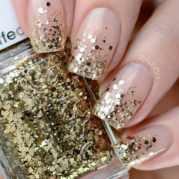 Glitter Gold Nails
 23 Gorgeous Glitter Nail Ideas for the Holidays