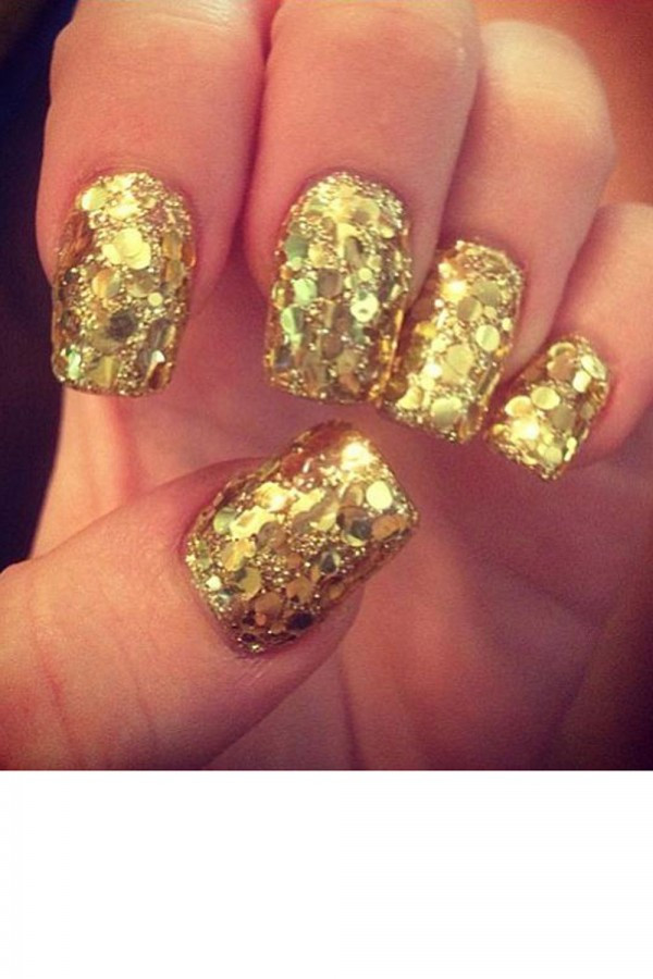 Glitter Gold Nails
 60 Most Beautiful Glitter Nail Art Ideas