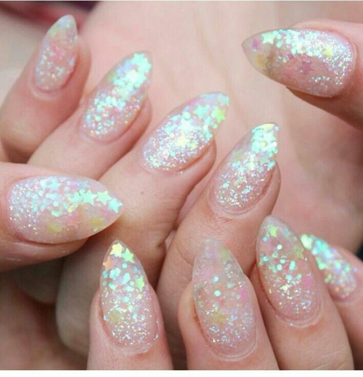 Glitter Nails Pinterest
 Glittered nails with stars Nails Pinterest