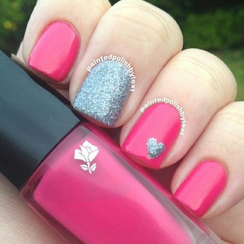 Glitter Nails Pinterest
 Hot Pink And Silver Glitter Nails s and