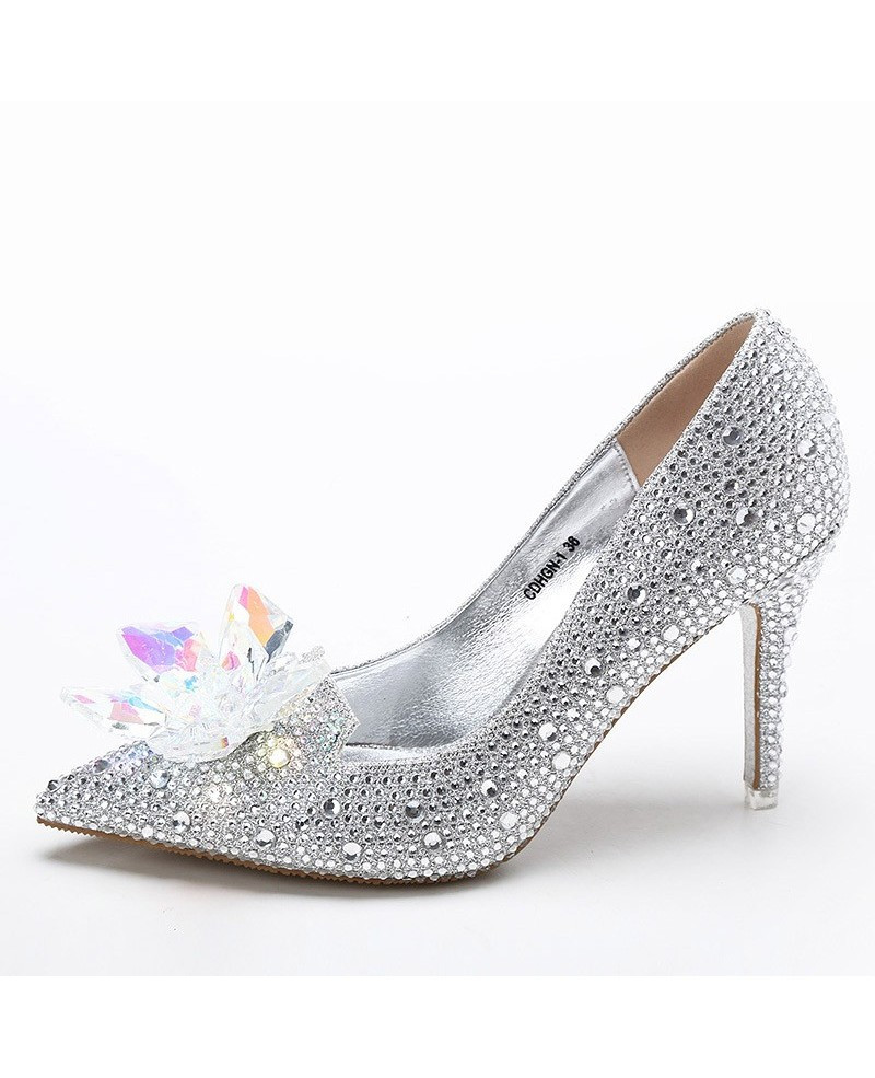 Glitter Wedding Shoes
 Glitter Crystal Red Low Heel Bridal Shoes With Floral Bow