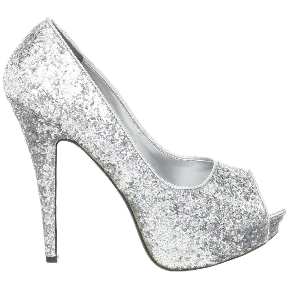 Glitter Wedding Shoes
 Womens Sparkly Silver Glitter Heels Pumps shoes Wedding