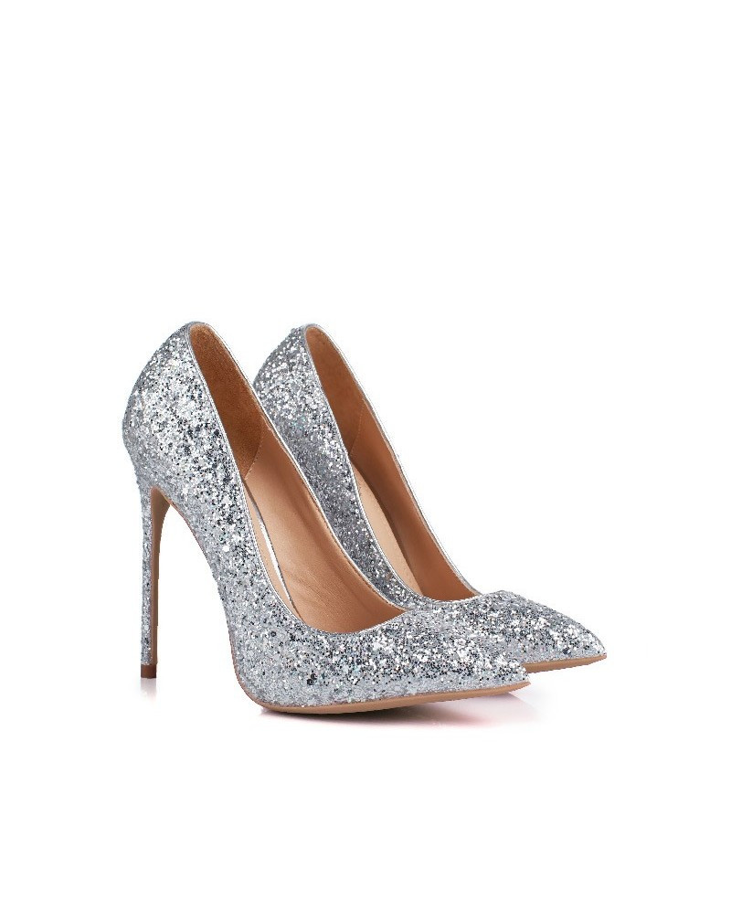Glitter Wedding Shoes
 Sparkly Sequin Silver Wedding Shoes For 2018 Brides MSL