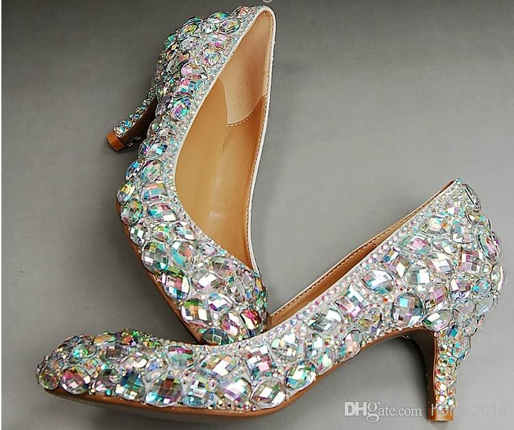 Glitter Wedding Shoes
 Wedding Sparkly Glitter High Heels For Prom Rhinestone
