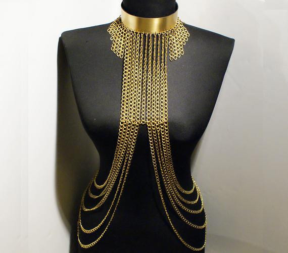Gold Body Jewelry
 gold body chain body jewelry chain by BeyhanAkman on Etsy
