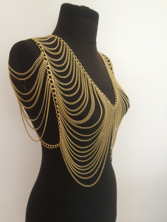 Gold Body Jewelry
 gold body chain gold vest chain gold shoulder necklace