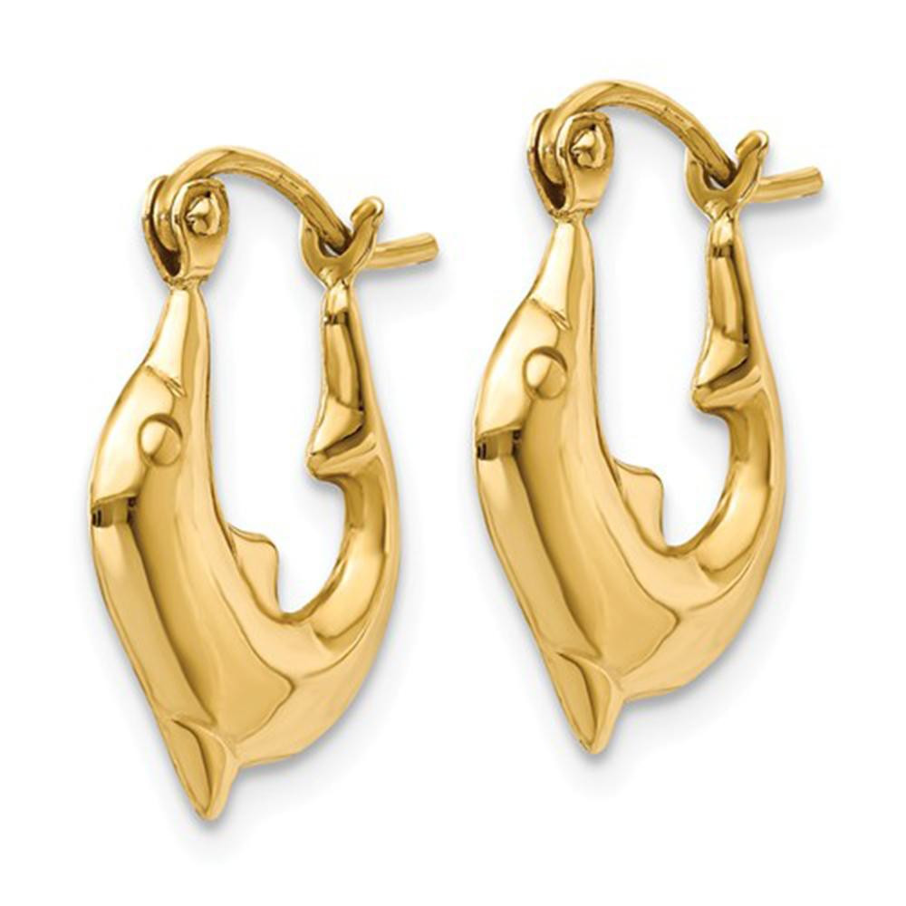 Gold Dolphin Earrings
 14k Yellow Gold Dolphin Hoop Earrings – LooptyHoops