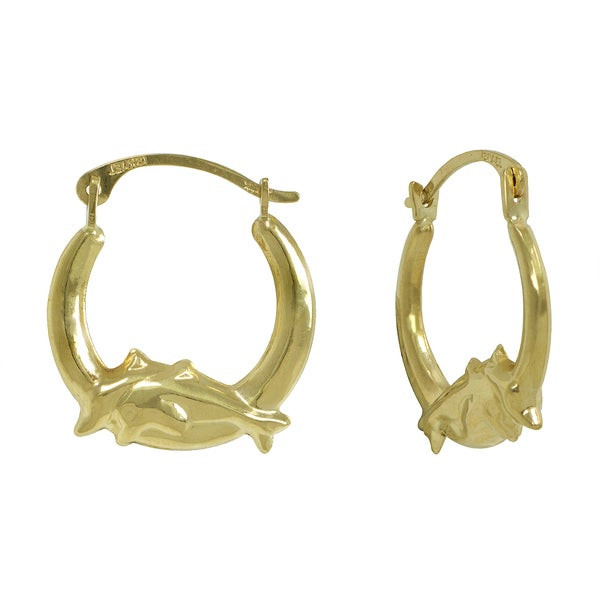 Gold Dolphin Earrings
 14k Yellow Gold Dolphin Hoop Earrings Overstock