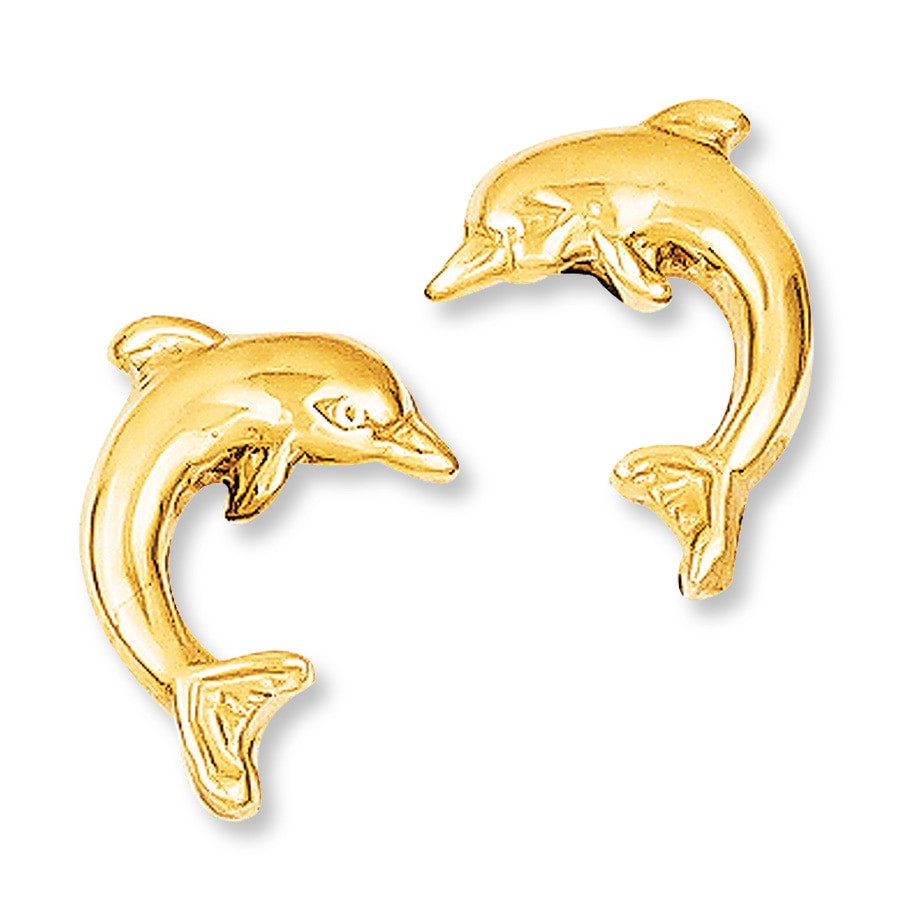 Gold Dolphin Earrings
 Dolphin Earrings 14K Yellow Gold Jared