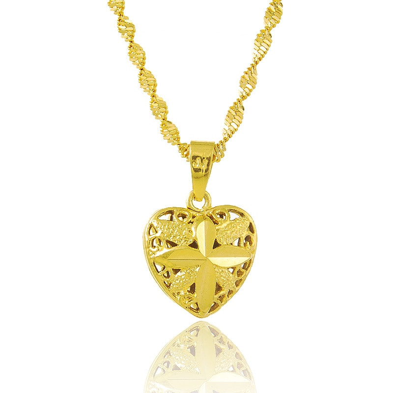 Gold Pendant Necklace
 pure gold color 1 5x1 8cm heart pendant women necklace 24k