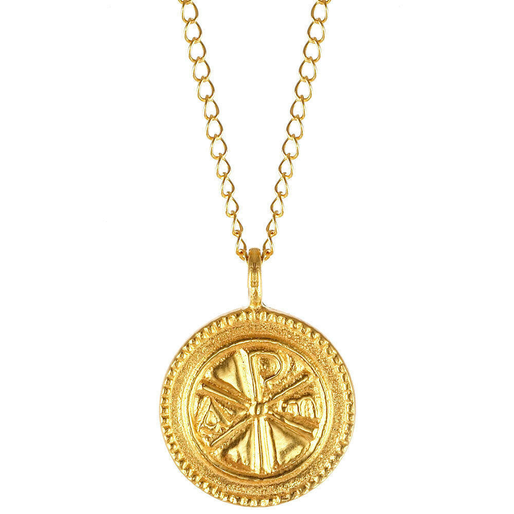 Gold Pendant Necklace
 Christogram Christian Jewelry Necklace Pendant 14K gold