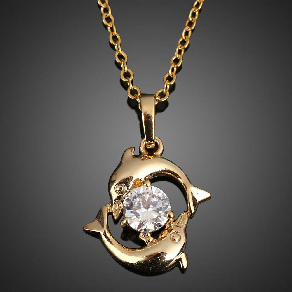 Gold Pendant Necklace
 New Fashion Women Dolphin 18k Gold Plated Crystal Necklace
