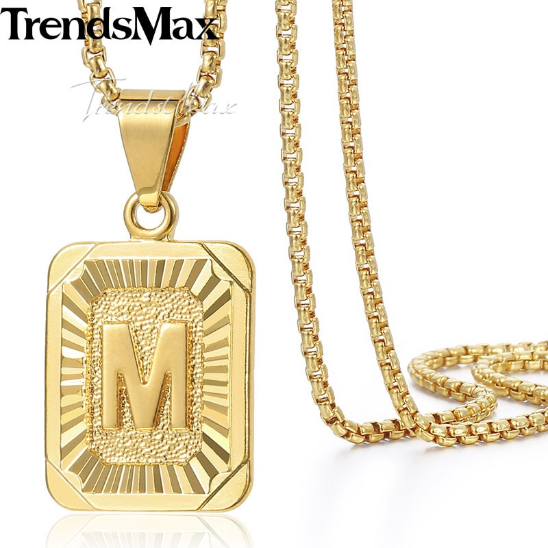 Gold Pendant Necklace
 Trendsmax Gold Silver Initital A Z 26 Letter Necklace for