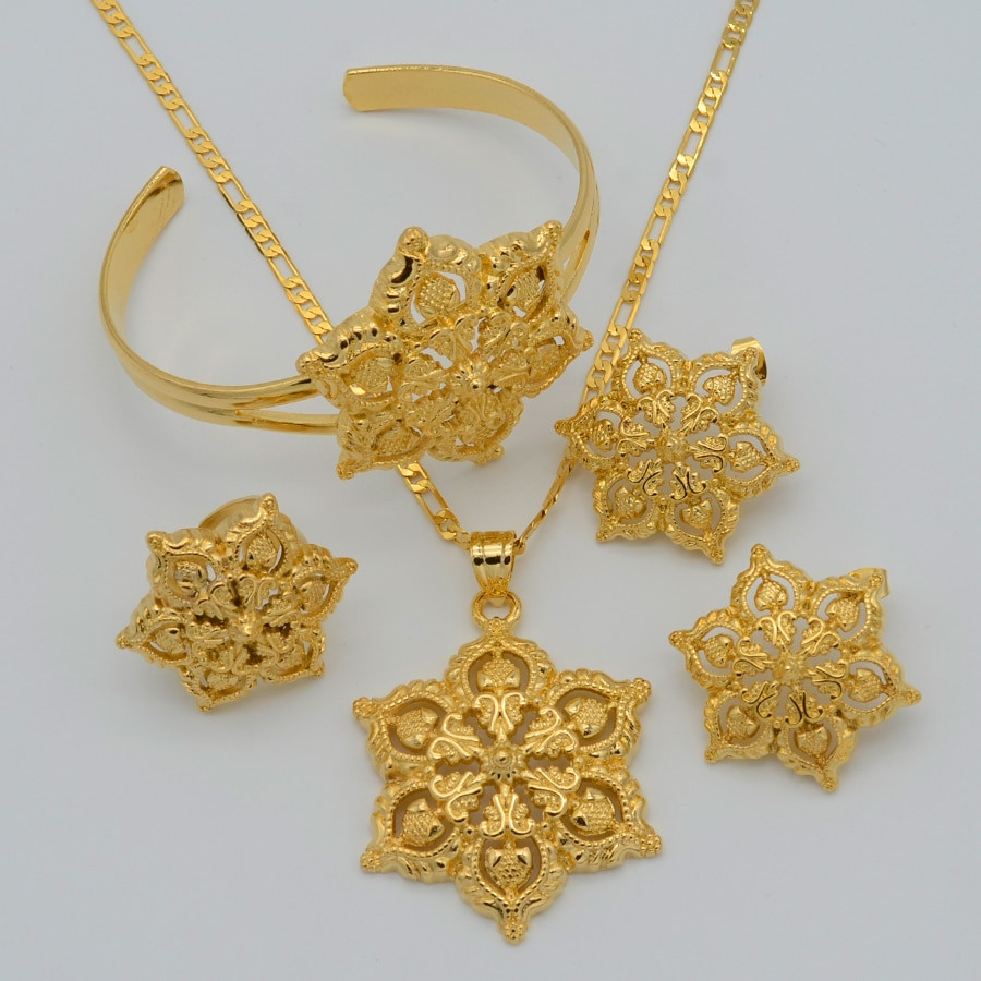 Gold Pendant Necklace
 Aliexpress Buy gold flowers set jewelry women 22k