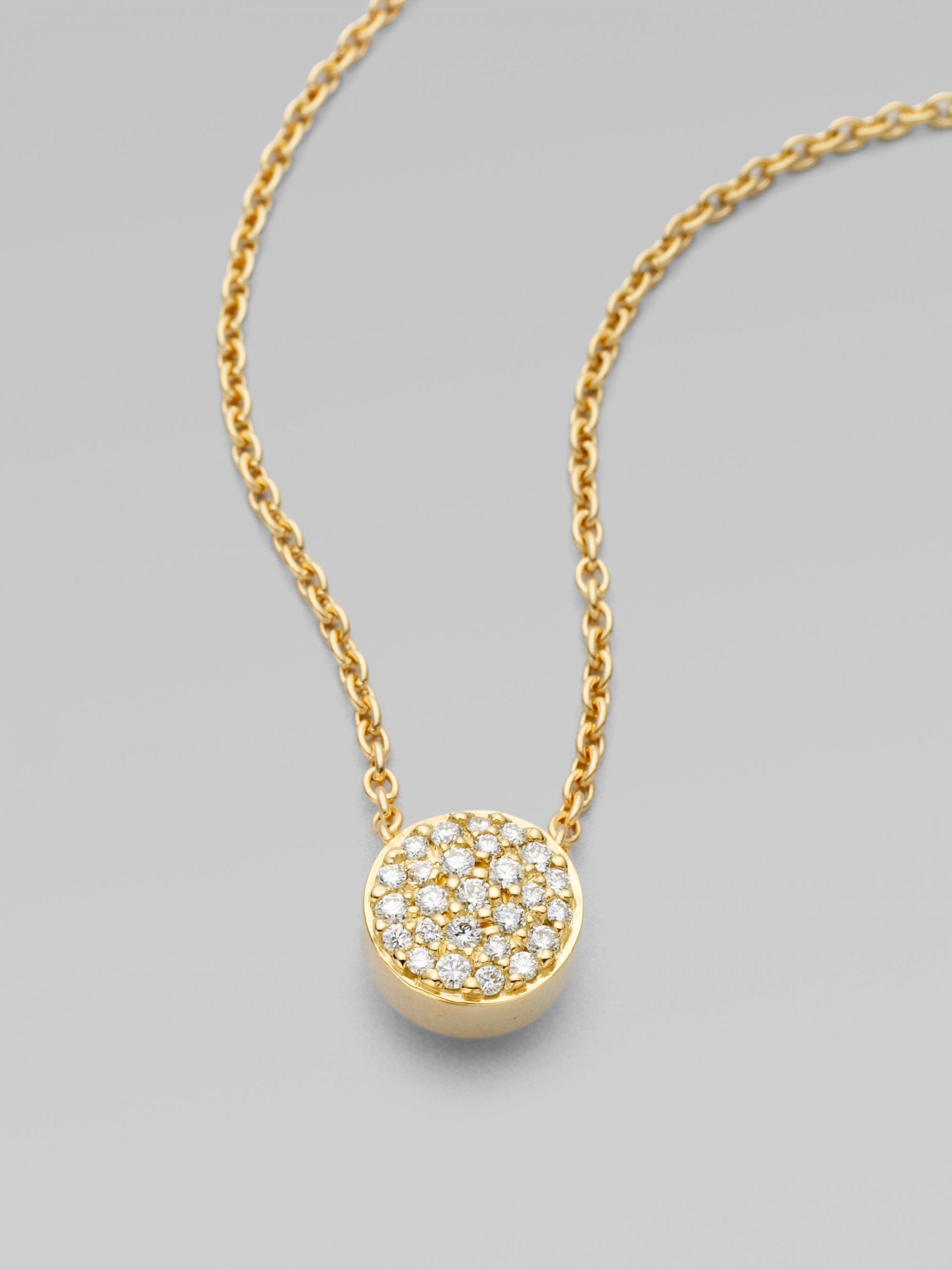 Gold Pendant Necklace
 Lyst Georg Jensen 18k Yellow Gold Pavé Diamond Pendant