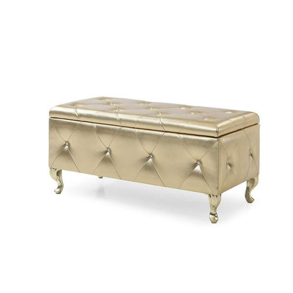 Gold Storage Bench
 AC Pacific Gold Crystal Tufted Storage Bench AC BED16 GOLD