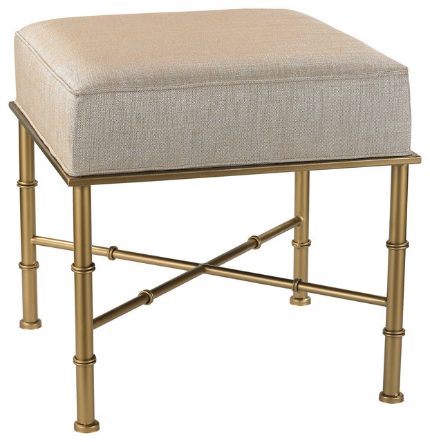 Gold Storage Bench
 Gold Cane Bench Cream Metallic Asian Accent And