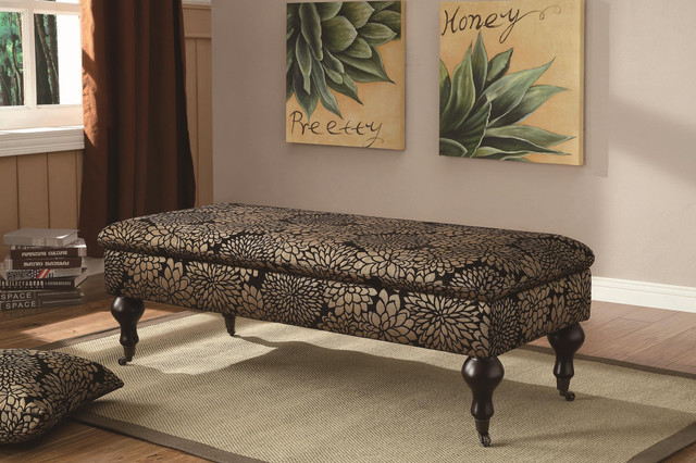 Gold Storage Bench
 Black & Gold Storage Bench with Lift Top Traditional