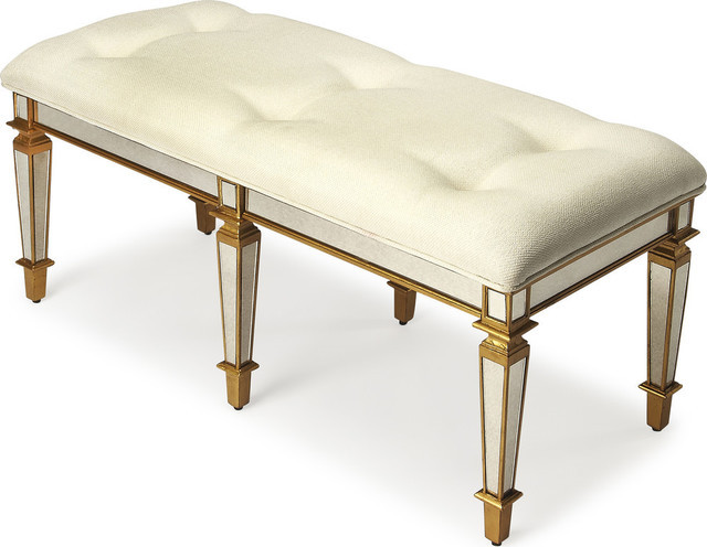 Gold Storage Bench
 Butler Celeste Mirror & Gold Bench Traditional Accent